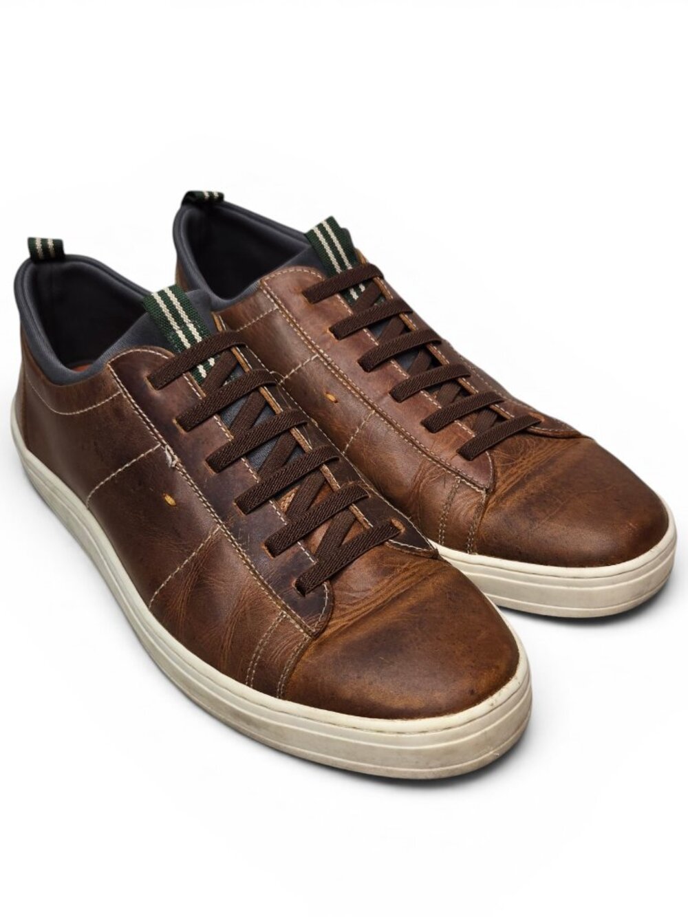 Martin Dingman Cameron Distressed Leather Sneakers Mens Brown Slip On Prep 10.5M